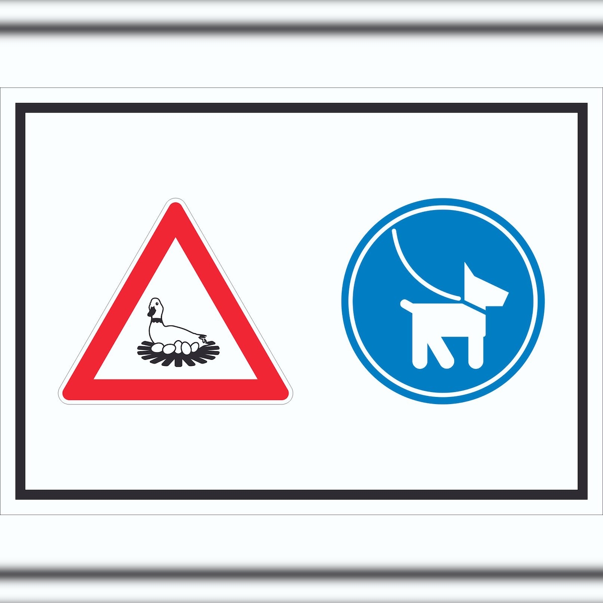 HB-Druck Achtung Brutzeit Hund bitte anleinen Symbol Schild A6 Rückseite selbstklebend Image