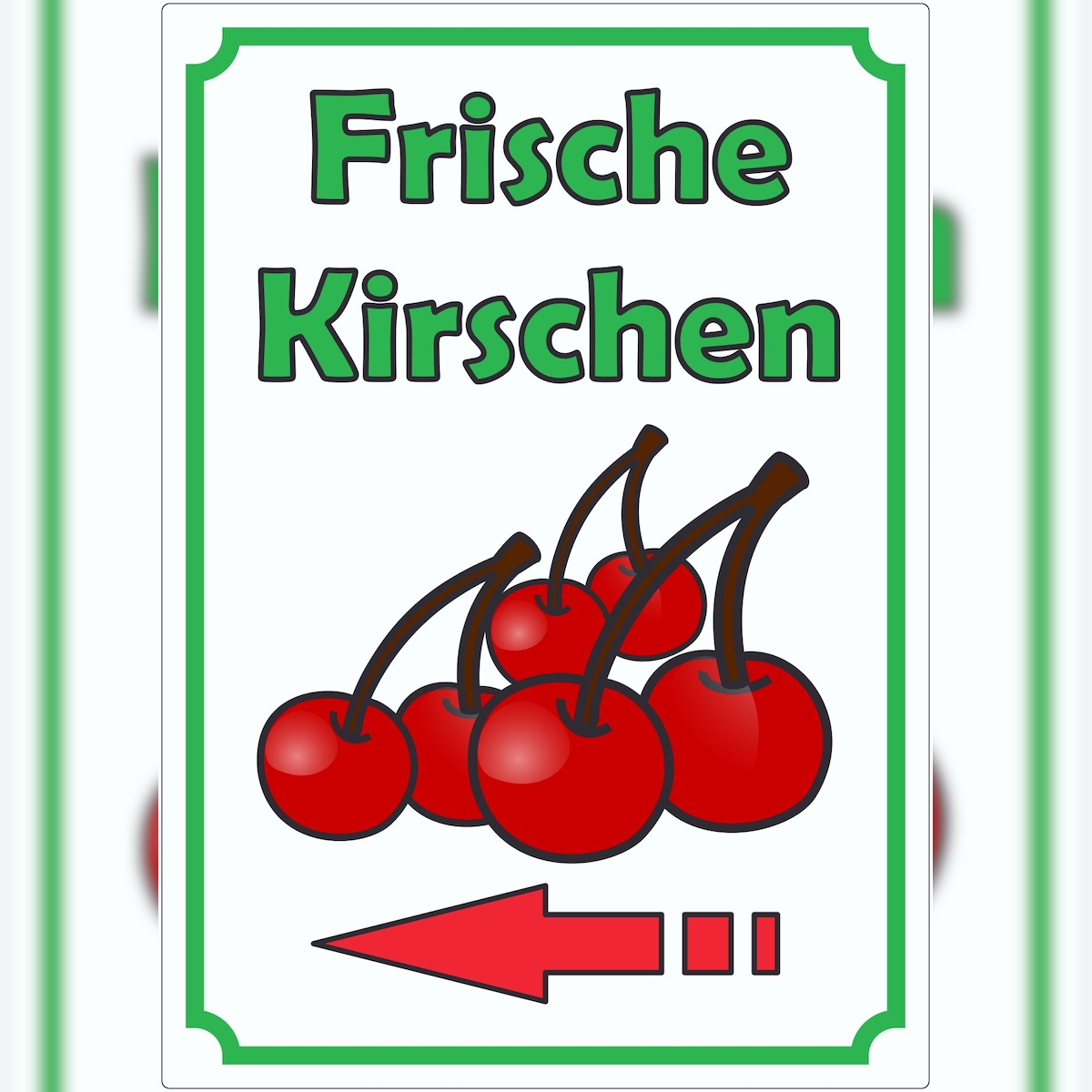 HB-Druck Frische Kirschen Aufkleber Hochkant mit Pfeil links A4 (210x297mm) Image