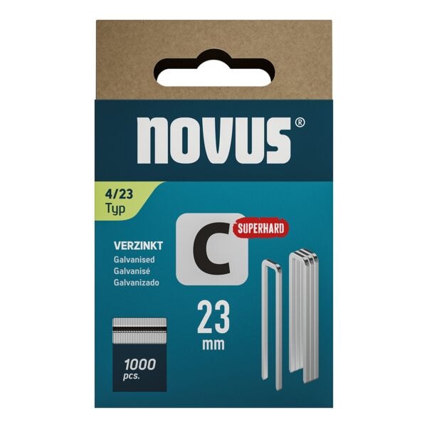 Novus Heftklammern Schmalrückenklammern C Typ 4 23 mm 1000 Stück silber Image