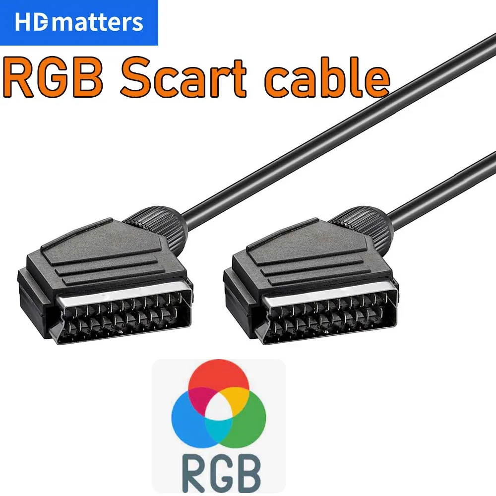 Scart-Kabel RGB True 21-PIN-Verbund-RGB-Scart-zu-Scart-Kabel für TV, Recorder, DVD-Player, VCR, STB Scart AV-Kabel Lead Scart Image