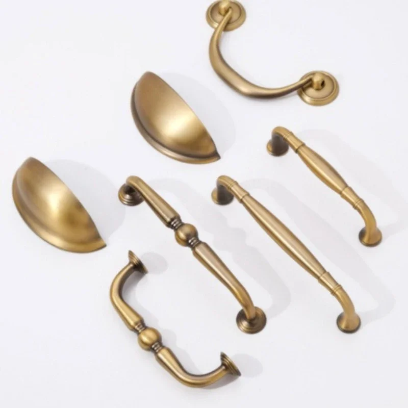 Antik Bronze Küchengriff Messing Schrank Kleiderschrank Türgriffe Retro Einlochknöpfe für Schubladen Schuhregale Möbelgriffe