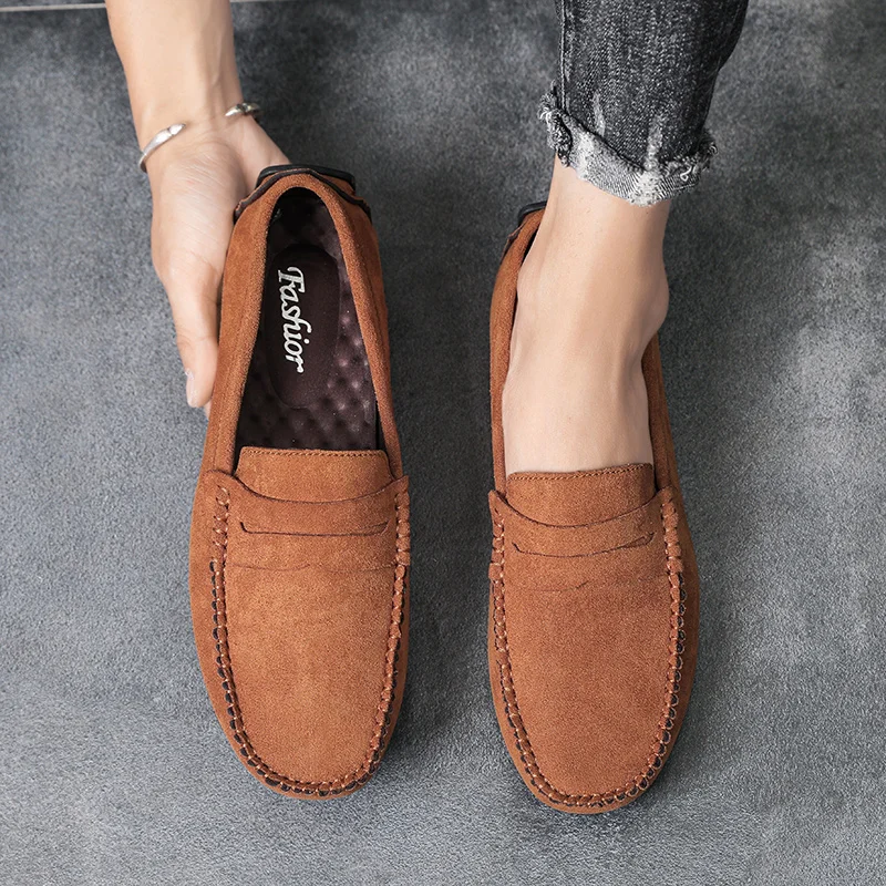 Mode Wildleder Männer Casual Schuhe Atmungsaktive Komfort Slip-on Herren Fahren Schuhe Luxus Marke Männer Müßiggänger Herren Faul Schuhe mokassins