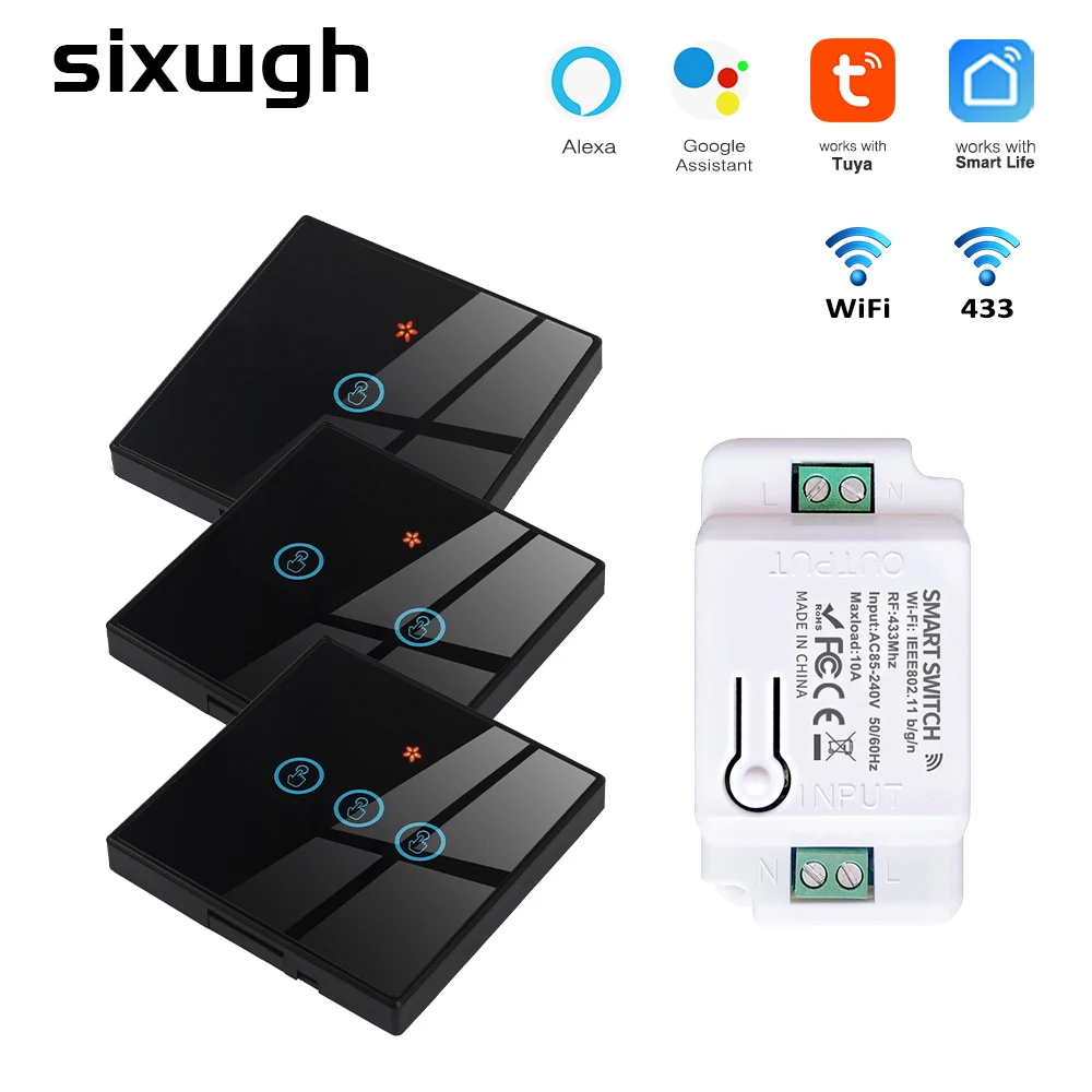 Tuya smart switch 1/2/3gang touch glasscheibe smart home drahtloses wifi lichtsc halter steuer modul funktioniert google home alexa Image