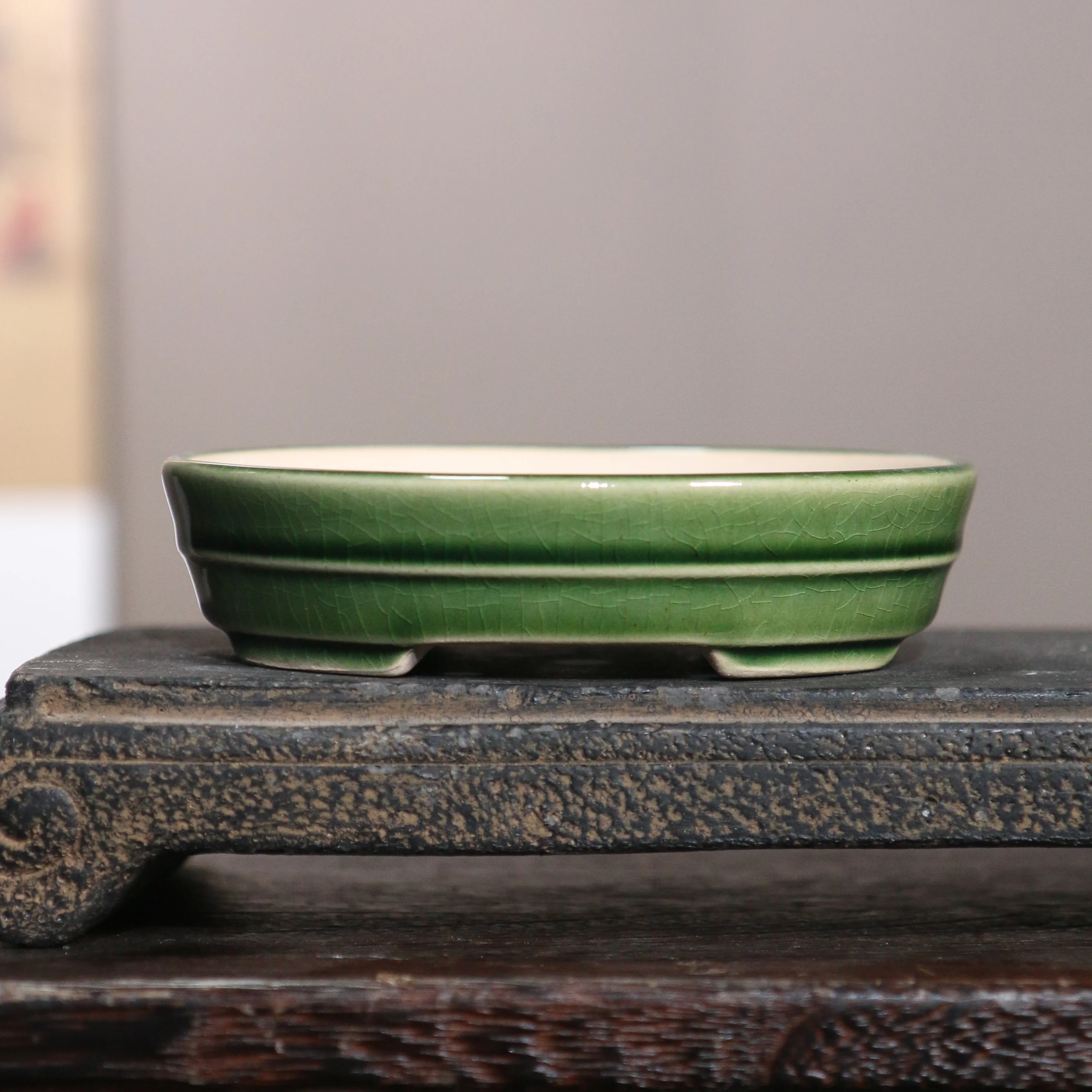 Kreative Lila Sand Blumentopf Keramik Bonsai Topf Retro Sukkulenten Dekorative Topf Runde Topf Japanischen Desktop Blumentopf LC646 Image