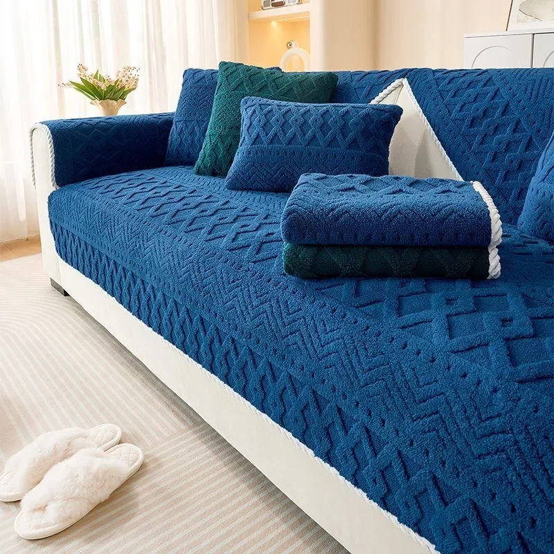 1pc Baumwolle fussel sofa kissen herbst und winter verdickt plüsch licht luxus sofa sitzkissen rutschfeste abdeckung tuch handtuch Image