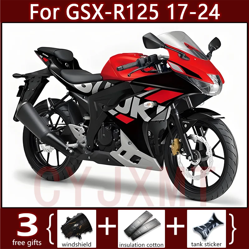 Neue Motorradverkleidungen für GSXR125 2017–2024, ABS-Spritzguss-Verkleidungsset, GSX-R125, 17–24, blau, rot, glänzend, Karosserie-Gugeletui Image