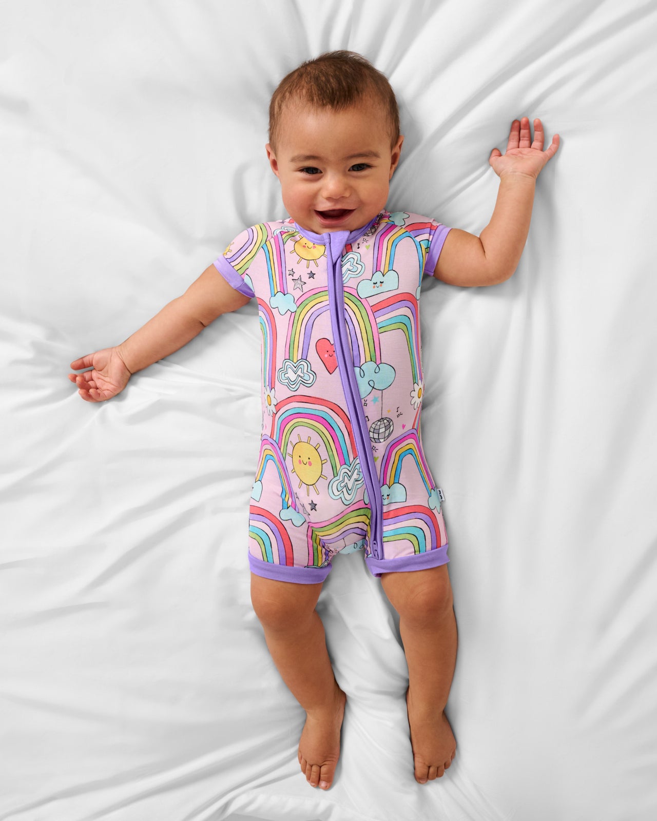 Disco Rainbows Shorty Zippy - 2T - Little Sleepies