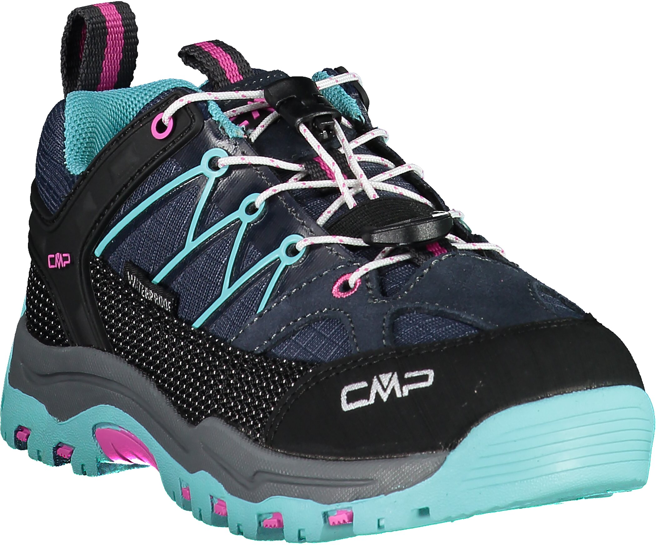 Wanderschuh CMP "KIDS RIGEL LOW TREKKING SHOES WP", Kinder, Gr. 29, b.blau, acqua, Leder, Synthetik, Schuhe Wanderschuh, wasserdicht