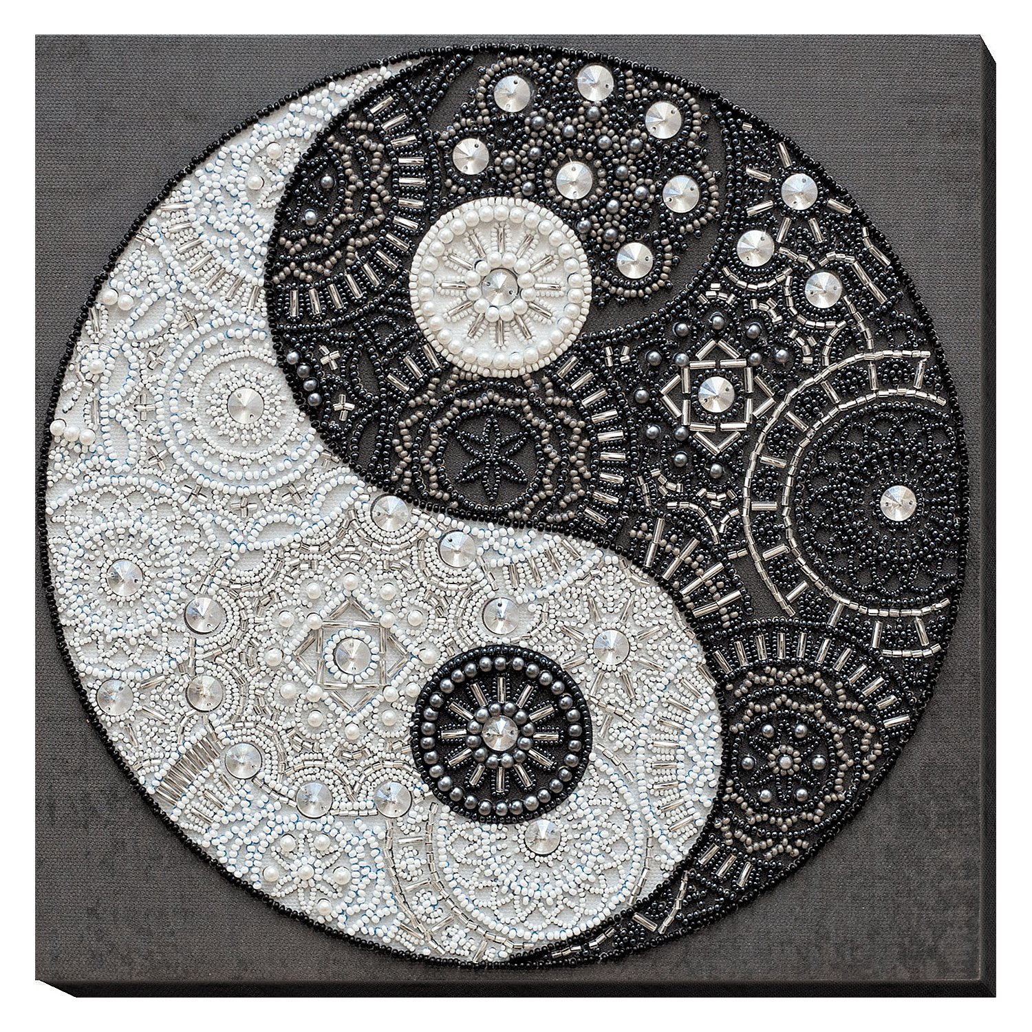 Perlen-Stickbild Ying-Yang Balance, 26 x 26 cm