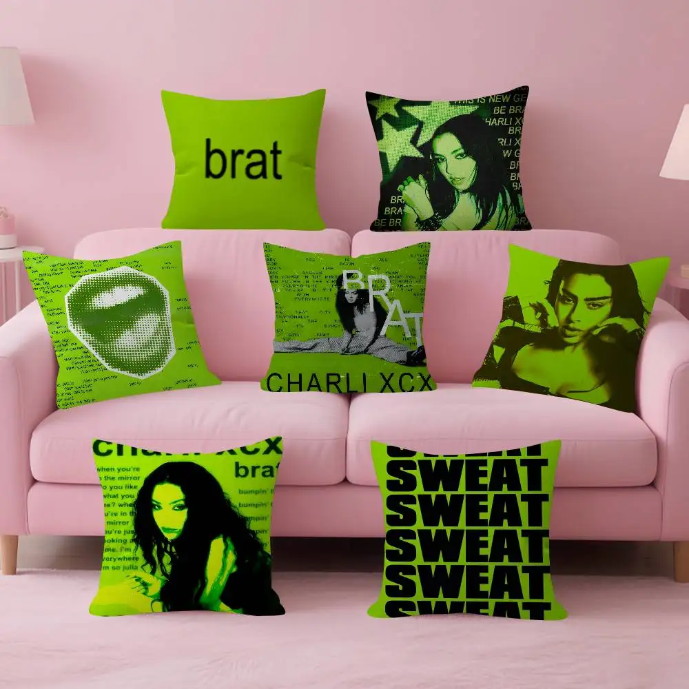 Singer C-Charli XCX BRAT Kissenbezug, 30 x 50 cm, Polyester-Sofakissen, dekorative Kissen, Heimdekoration, Kissenbezug Image