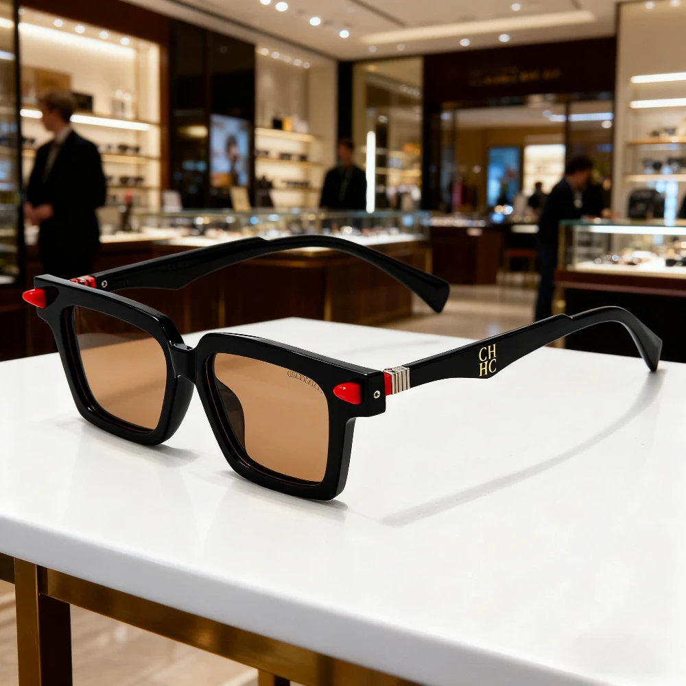 Niche Vintage Sommer-Sonnenbrille mit quadratischem Rahmen für Damen, Influencer, High-End, trendiges Einkaufen, vielseitiger Bestseller Image