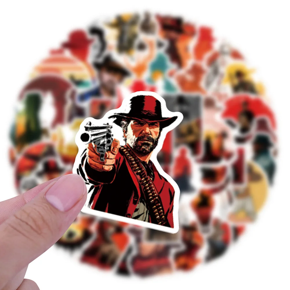 60 Stück Cartoon-Spiel Red Dead Redemption Dekorative Schreibwaren Handbuch Wasserbecher Computer Wasserfeste Aufkleber Image