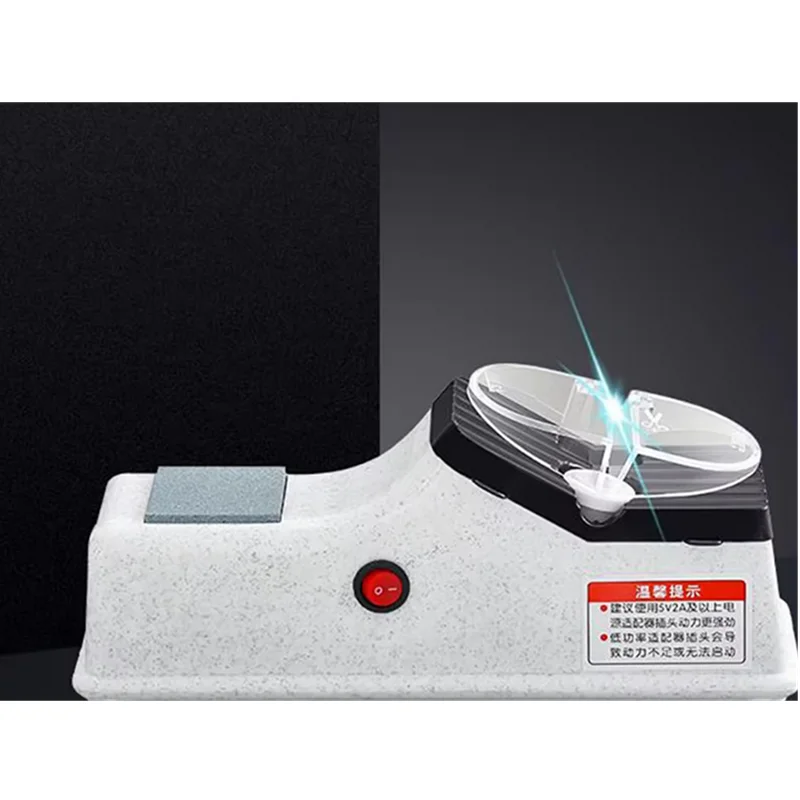 Elektrischer USB-Messerschärfer, einstellbar, für Küchenmesser, Werkzeugmesser, Scheren, Schärfen, weiß, mittlere und feine Schleifklinge Image