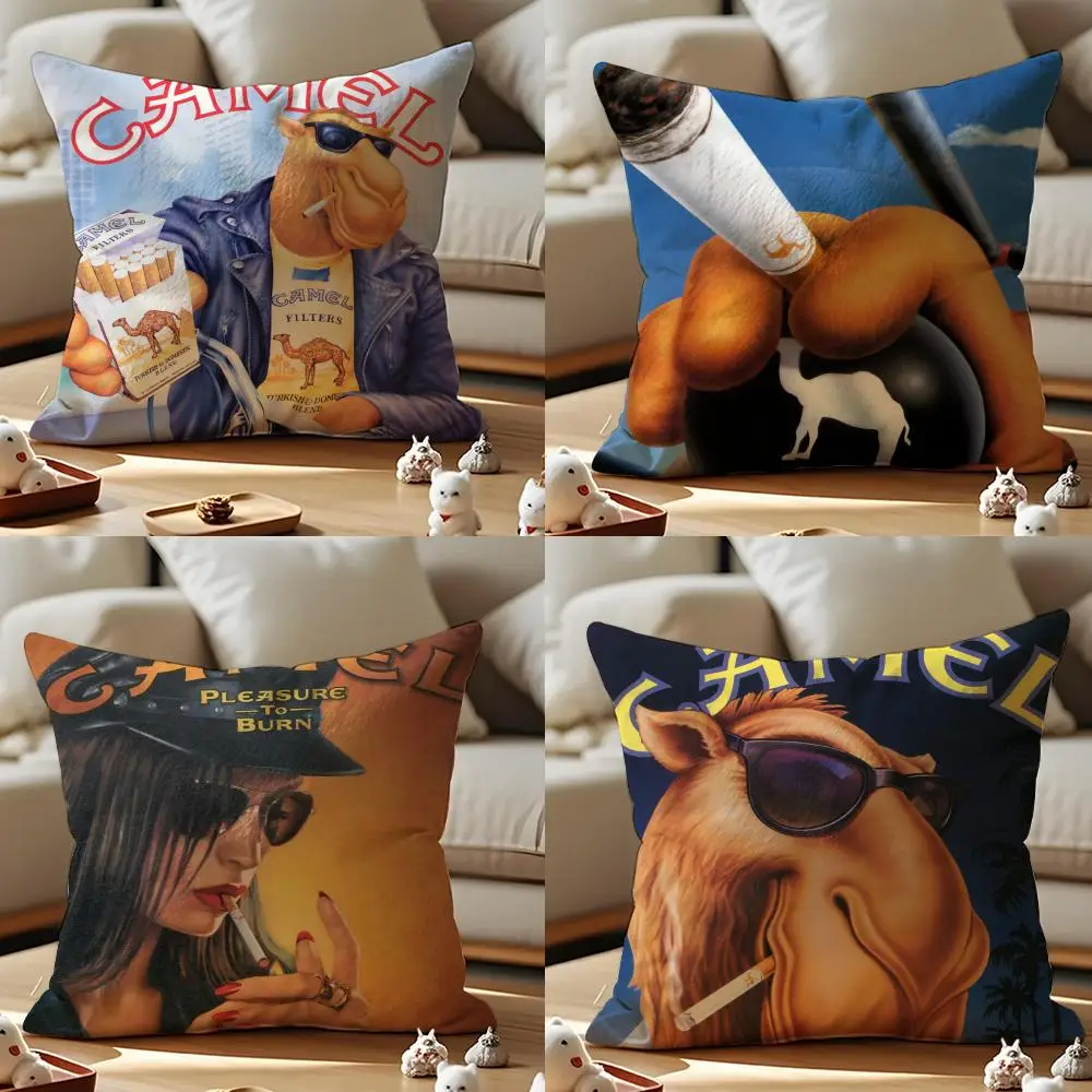 Camel Cigarettes Kissenbezug, Anti-Dustmite-Kissenbezug, unsichtbarer Reißverschluss, seidig, kurz, Plüsch, Sofakissenbezug Image