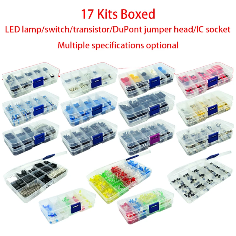 17 Arten von Kit-Box LED3MM5MM/310PCS620PCS/TO-92/Schrauben/IC-Sockel/Schalter/Schlüssel Boxed LED-Lampe/Transistor/DuPont-Jumperkopf Image