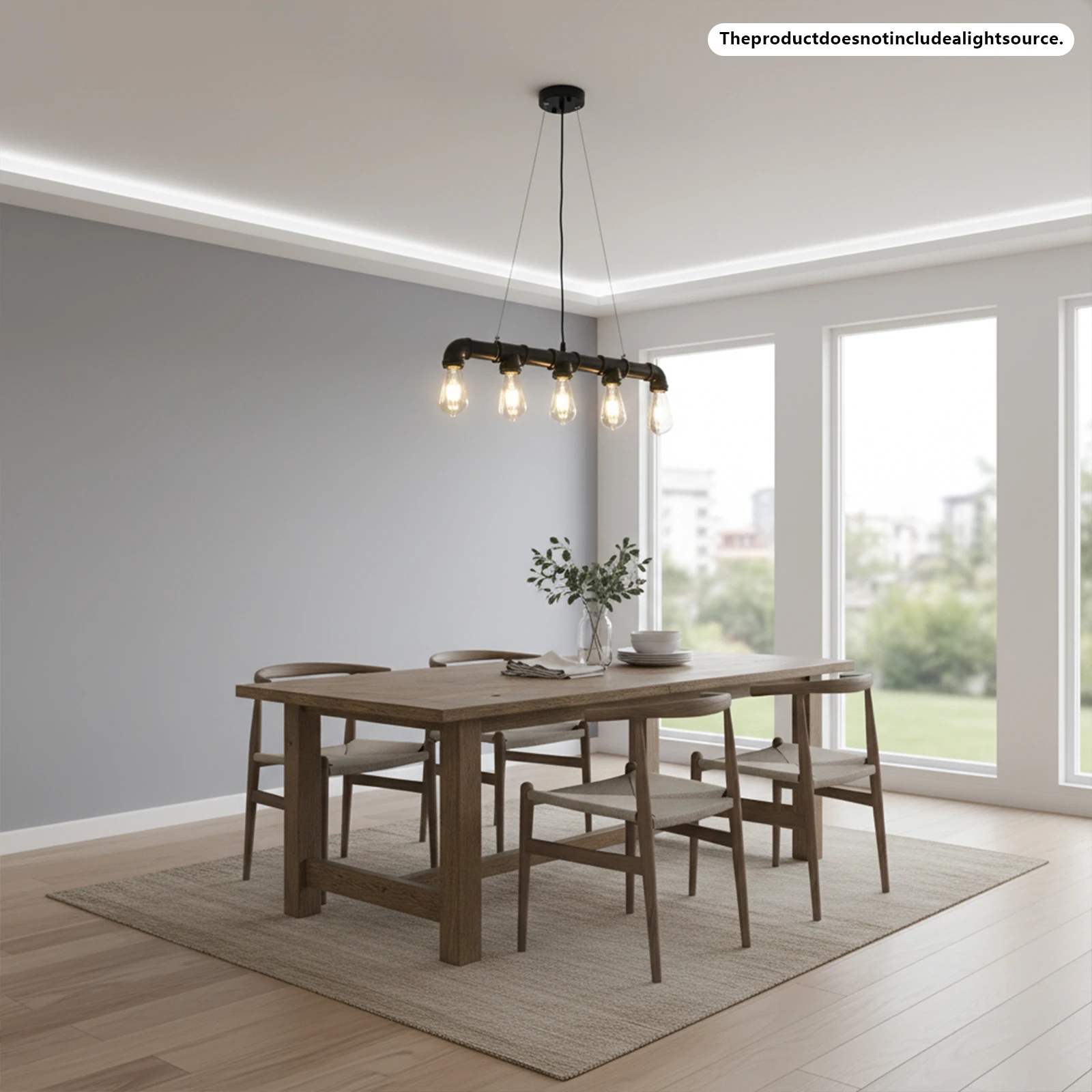 Bymaocar Vintage Industrielle Steampunk Wasserrohr-Hängelampe Pendelleuchte 65cm Länge für Innenbereich Loft Café Bar Dekor Beleuchtung Image