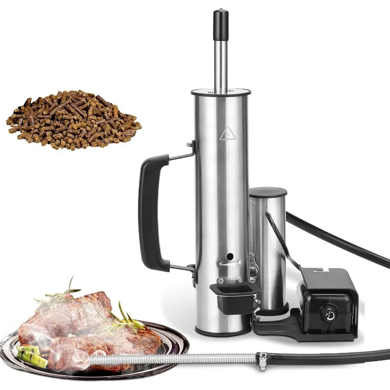 Outdoor-Rauchgenerator-Röhre für Pellet-Smoker, Edelstahl Heiß- & Kaltraucher mit Luftpumpe, Tragbarer Elektrischer Smoker-Grill Image