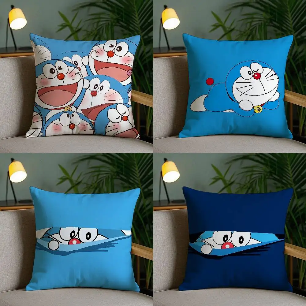 Niedliche Cartoon-D-doraemonS Kawaii anpassbare quadratische Kissenbezüge, stilvoll und weich, perfekt für Betten, Autos und Sofas. Image