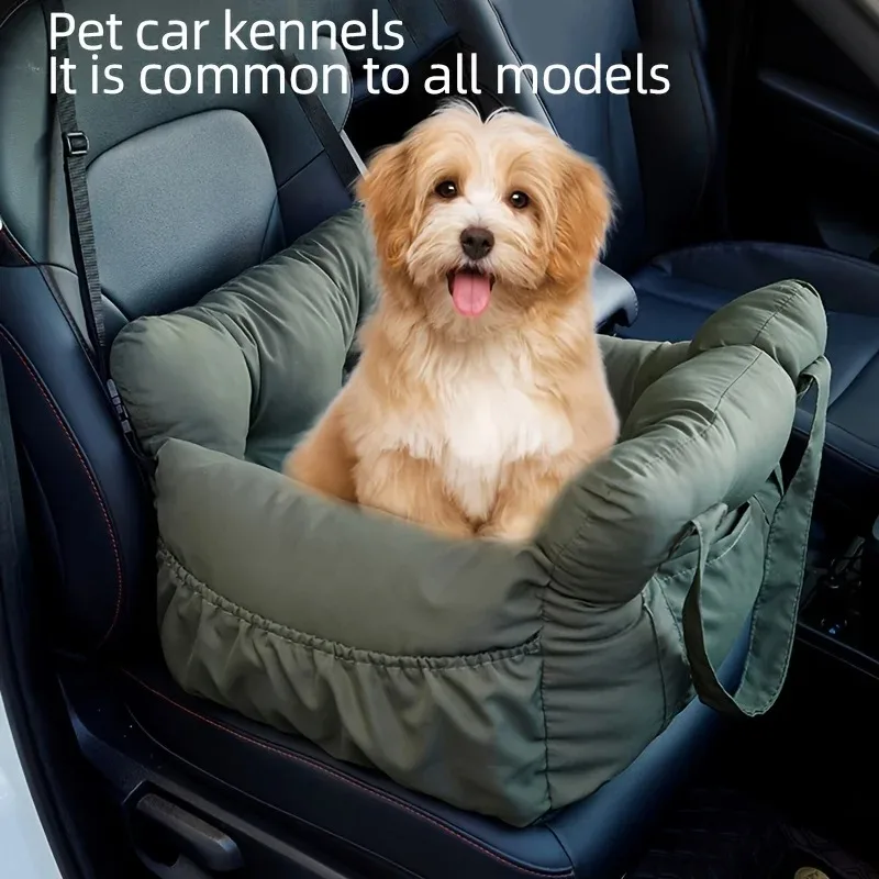 Hunde-Autositz mit Sicherheitsgurt – rutschfestes Haustier-Autobett für kleine Hunde, waschbare Reisetasche mit sicheren Gurten für sicheres Auto