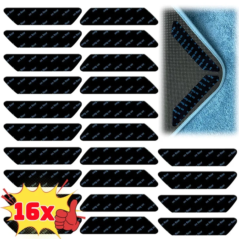 8/16Pcs Neueste Teppich Nicht-rutsch Aufkleber Waschbar Anti Curling Teppich Patch Allgemeine Wiederverwendbare Boden Teppich Matte allgemeine Feste Aufkleber Image