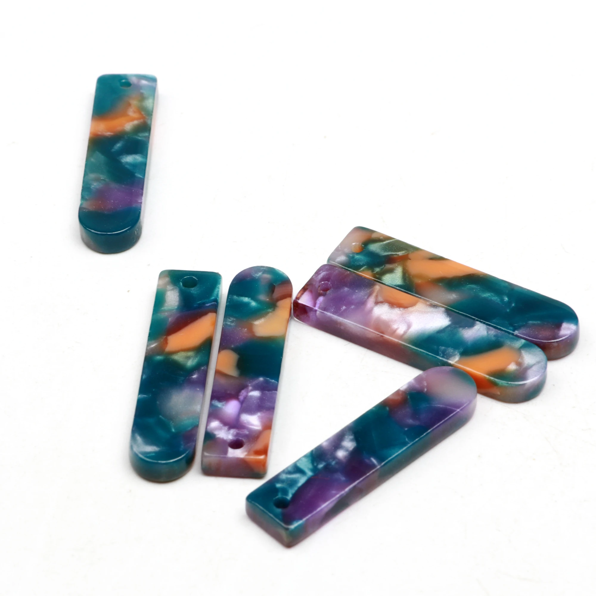 Schildkrötenpanzer-Charm, Acetat-Acryl, rechteckiger Anhänger mit dünnem Stab, Boho, Leopardenmuster, Ohrring-Teile, Ohrringe-Fund Image