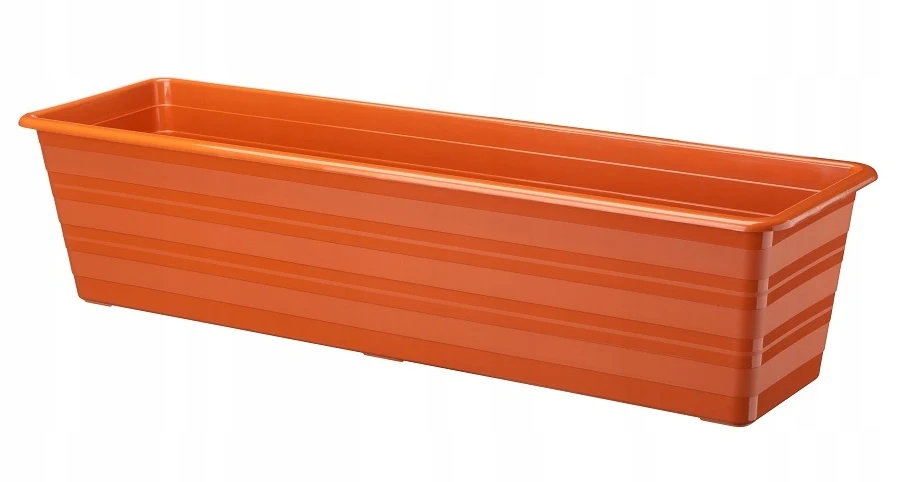 Balkon-Blumentopf aus Kunststoff, 60 cm, Terrakotta, rechteckig, für Balkon, Terrasse, 1 Stück, Draco