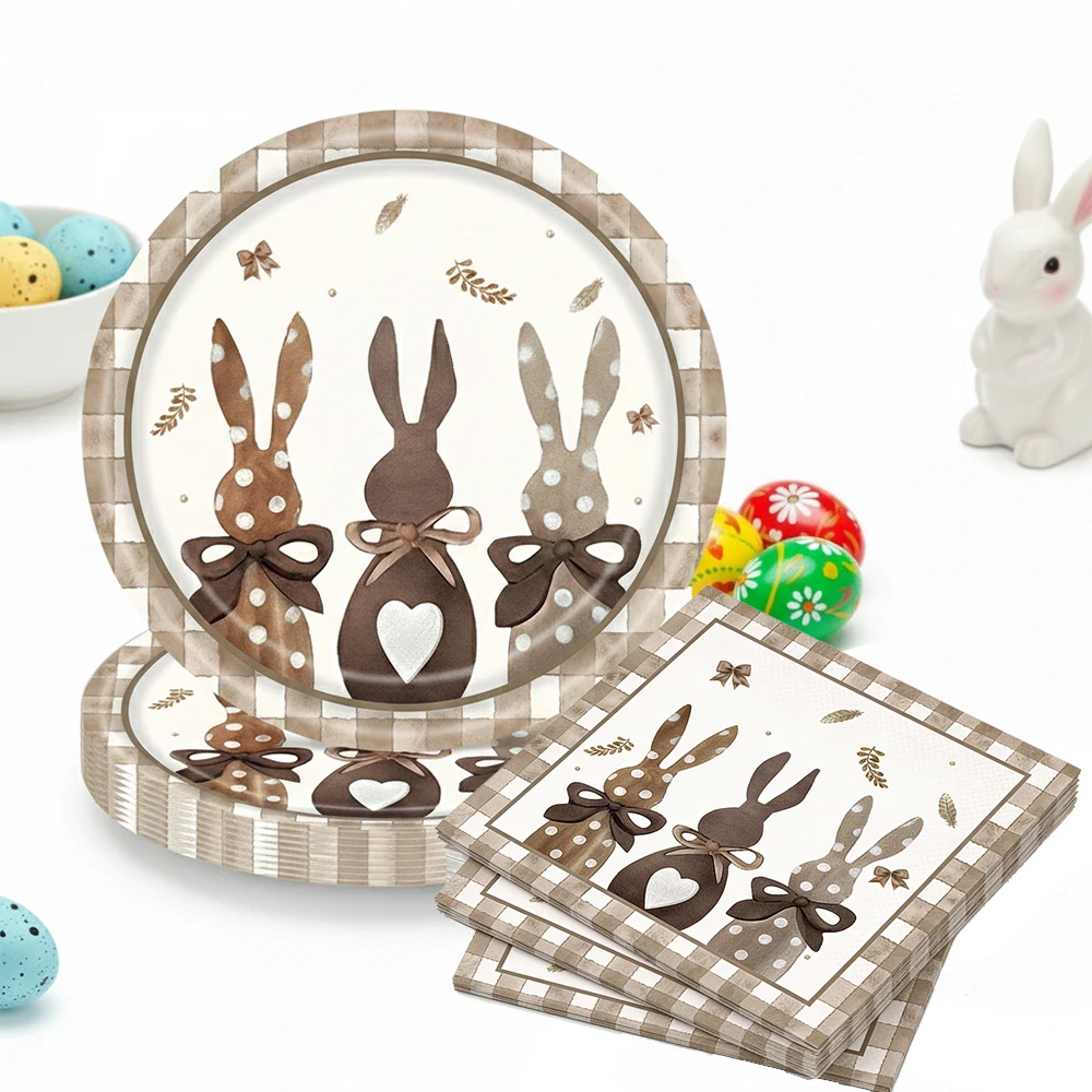 20 Stücke Ostern Party Hase Pappteller Servietten Einweg Easters Abendessen Servierschale für Hase Frühling Party Dekorationen Lieferungen Image
