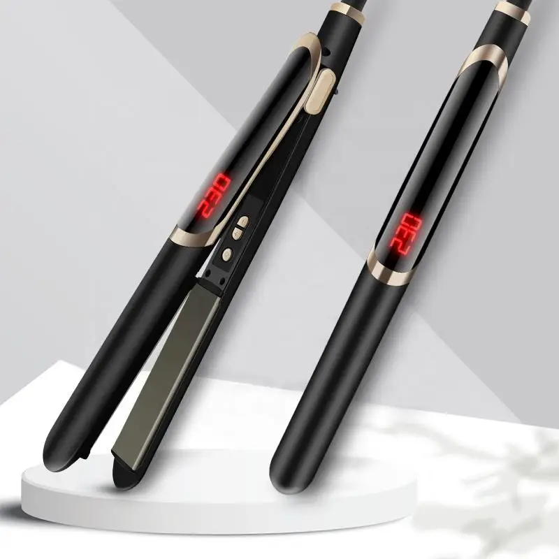 2-in-1-Haarglätter aus Keramikplatte in Salonqualität, LCD-Display, Turmalin-Infrarot-elektrischer Haarglätterkamm Image