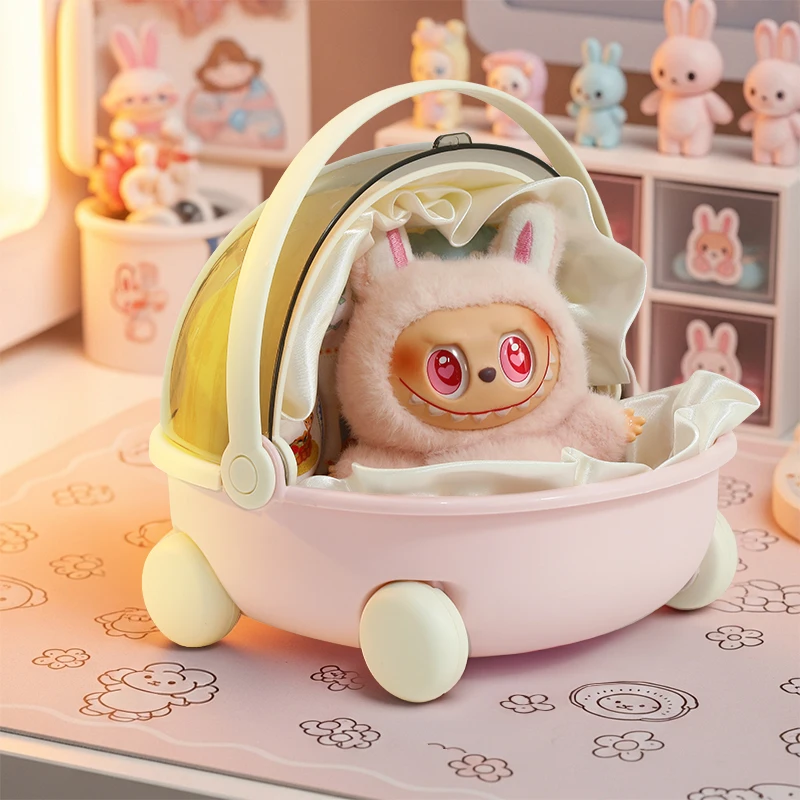 Puppe Bett Baby Kinderwagen Lagerung Box mit Matte für Labubu Raum Modul Puppe Schlaf Wiege Warenkorb Puppen Bett party gefälligkeiten