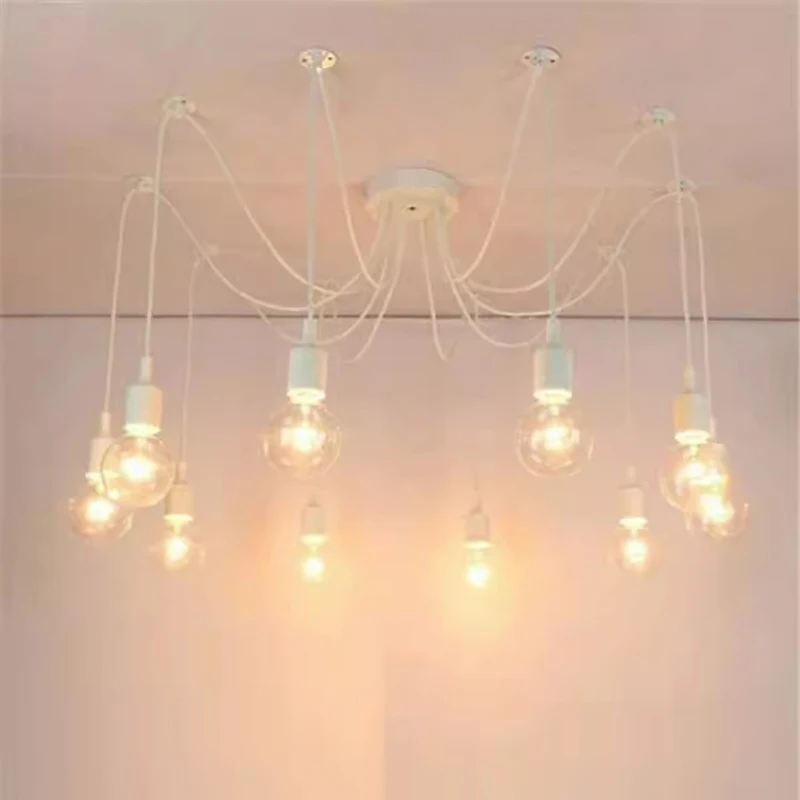 Mehrkopf-DIY-Kronleuchter, bunte Spinnennetz-Pendelleuchte, zum Aufhängen, industrieller Stil, Esszimmer, Schlafzimmer, kreative Deckenleuchte