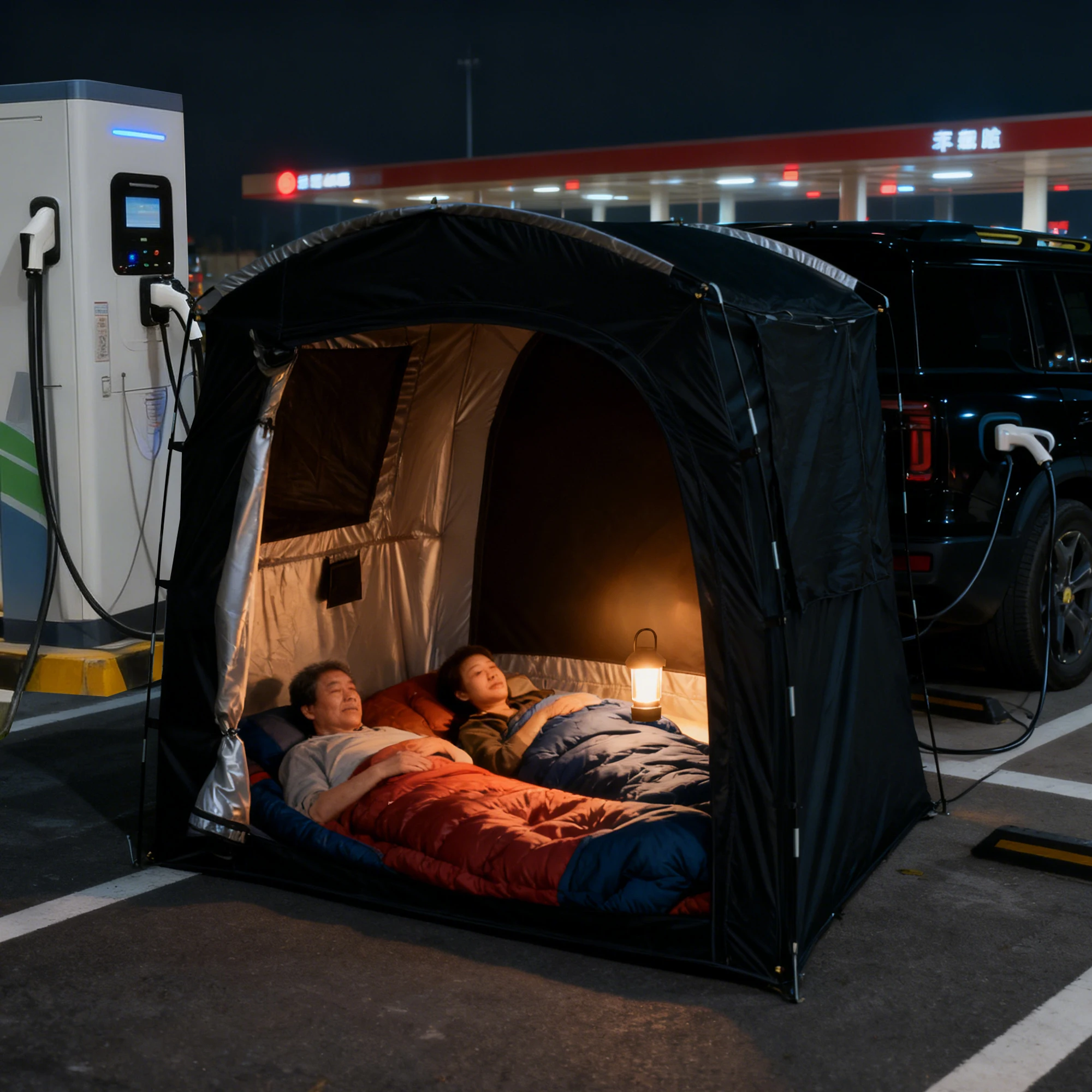SUV-Heckklappenzelt für 2 Personen, einfache Einrichtung, wasserdichtes Outdoor-Camping-Van-Fahrzeugzelt mit Mesh-Fenster, Sonnenschutz, Tunnel-Stil