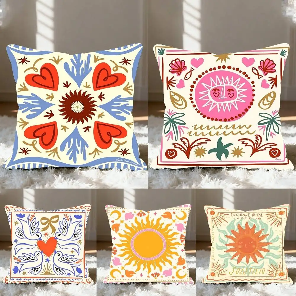 Nette Cartoon Blumen Kissen Fall Wurf Kissen Abdeckung Nordic Vintage Stil Kissenbezüge Hause Wohnzimmer Sofa Couch Sitz Dekor Image