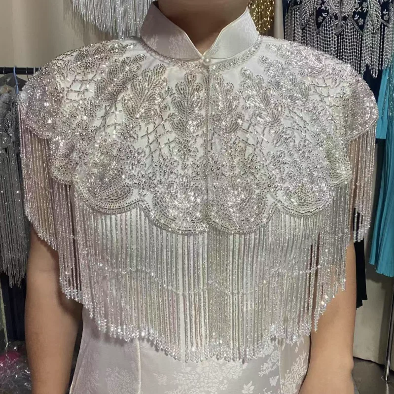 Heavy Industry Nail Bead Short Tassel Cheongsam Cloud Shoulder Schal Image
