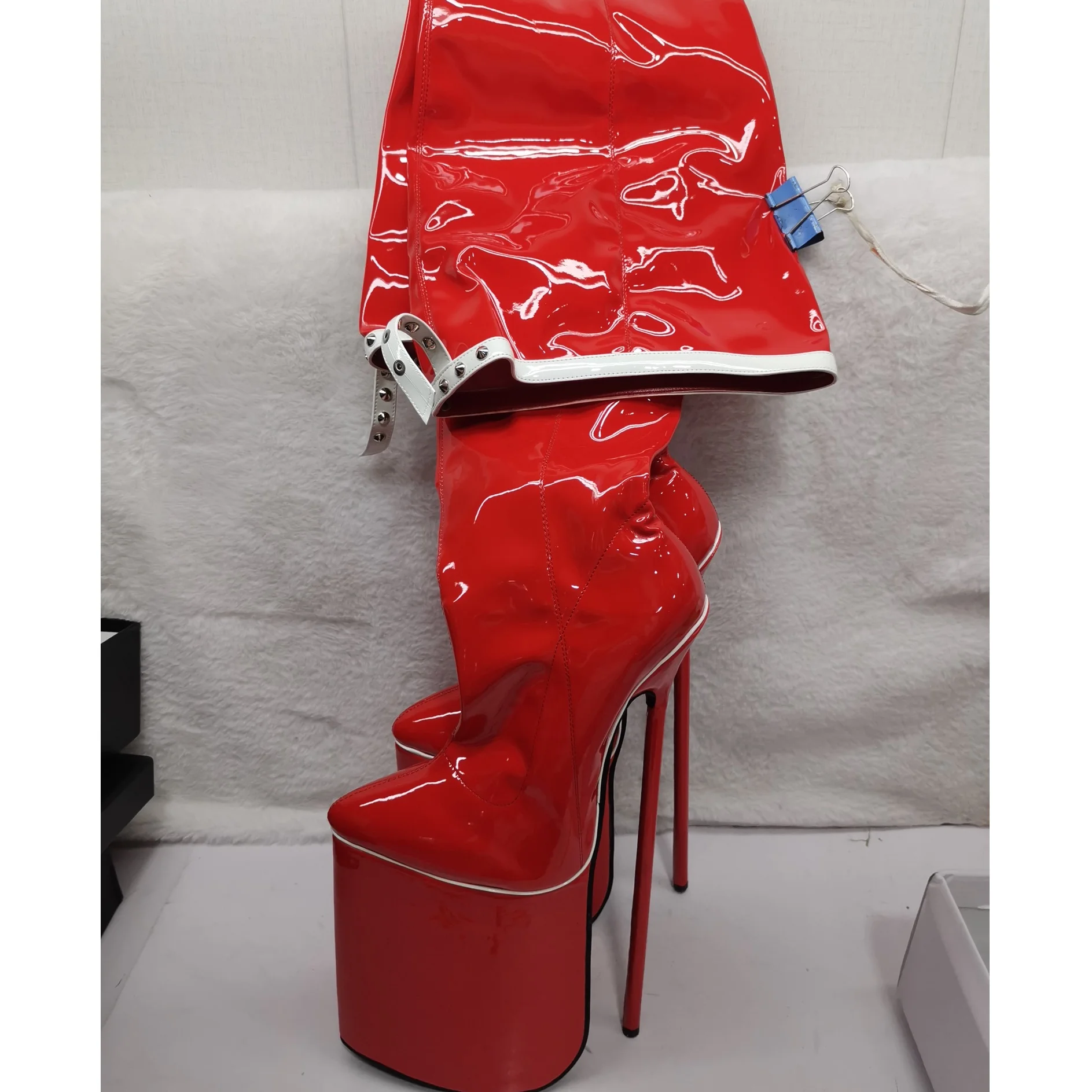 Rot Niet Über Knie Hohe Plattform Stiefel Thin High Heel Mode Kühlen Sexy Winter Casual Große Größe Frau Schuhe Zapatillas Mujer