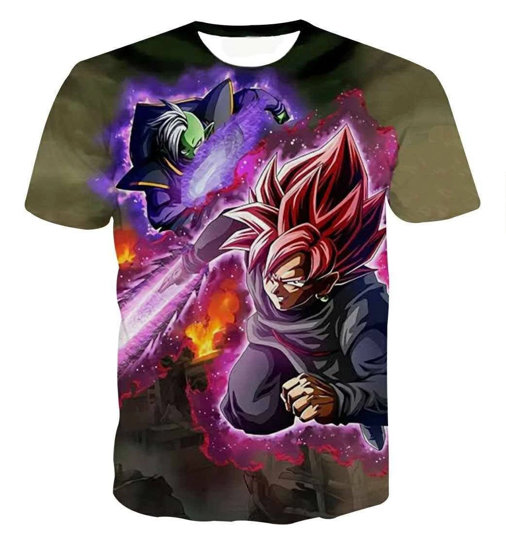 Japanisches Anime Dragon Ball Z 3D-gedrucktes Goku Black Zamasu Super Saiyan Rose Dope Vibe T-Shirt für Kinder und Erwachsene Cosplay-Oberteil Kleidung Image