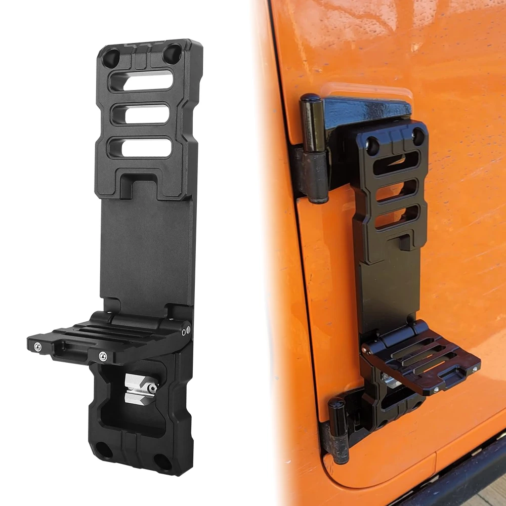 Türscharnier Klappfußpedal für Jeep JK Aluminium Türscharnier Stufenpedal für 2007–2023 Jeep Wrangler JK JKU JL JLU Gladiator JT Image