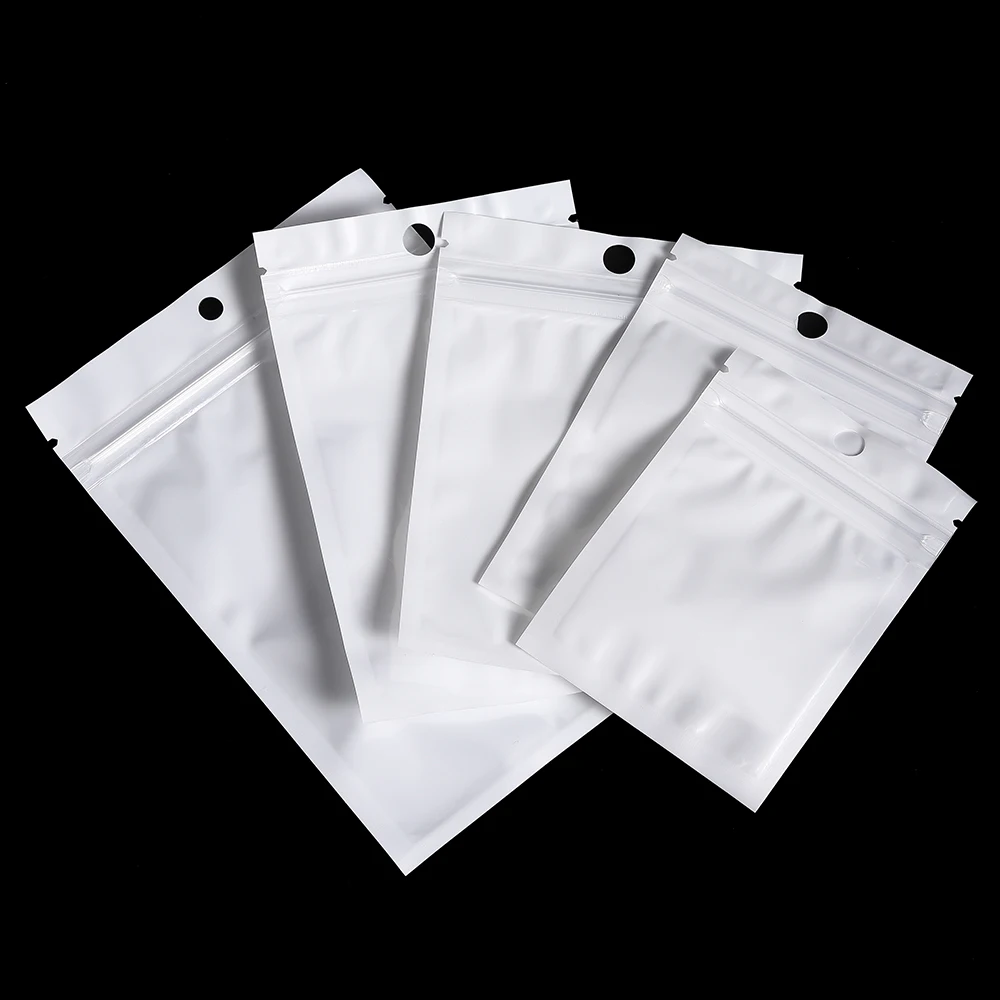 30/50/l00pcs Weiß Schmuck Taschen OPP Verpackung Zip Beutel Für Schmuck Display Lagerung Kleine Perle Ohrring Verpackung liefert Image