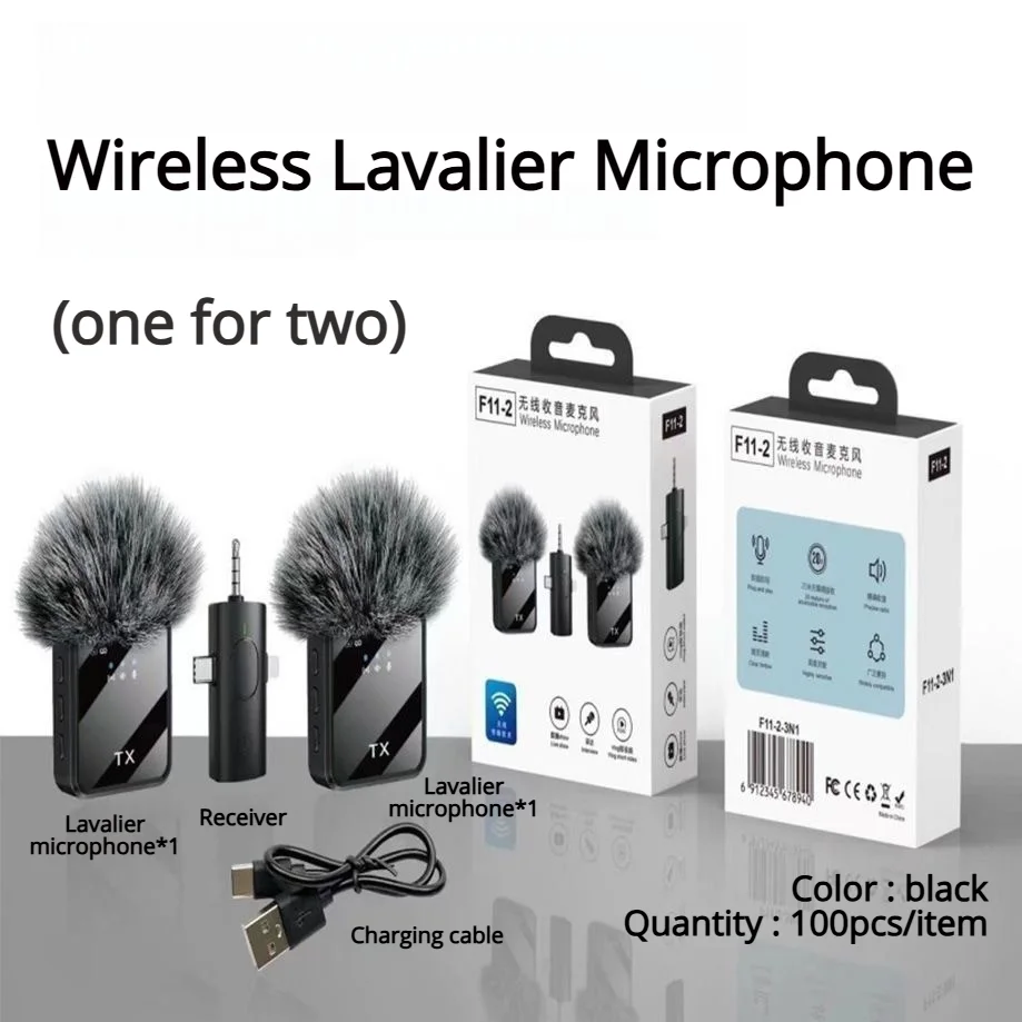 Kabelloses Lavalier-Mikrofon mit Windschutz - Tragbares Mini-Mikrofon für iPhone Android Videoaufnahmen Live-Streaming Gaming Image