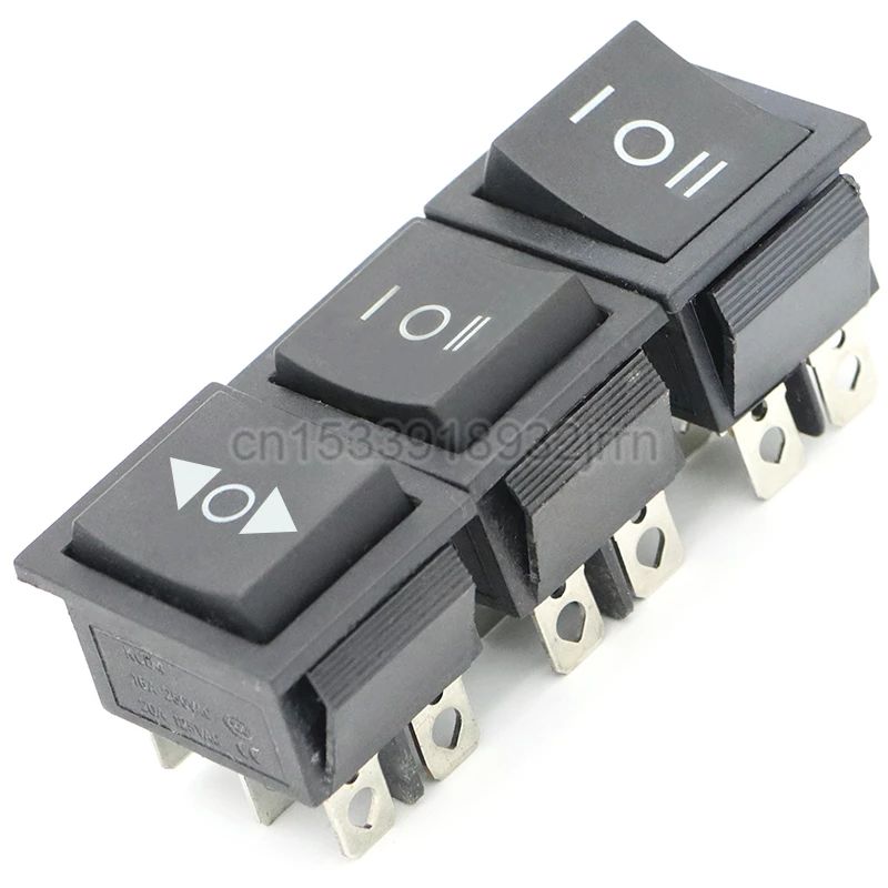 1PCS KCD4 25X31mm Schwarz Rocker Schalter 6 Pin 3 Position ON-OFF-ON Doppel Reset/Latch Schalter 16A 250V 20A 125VAC Image