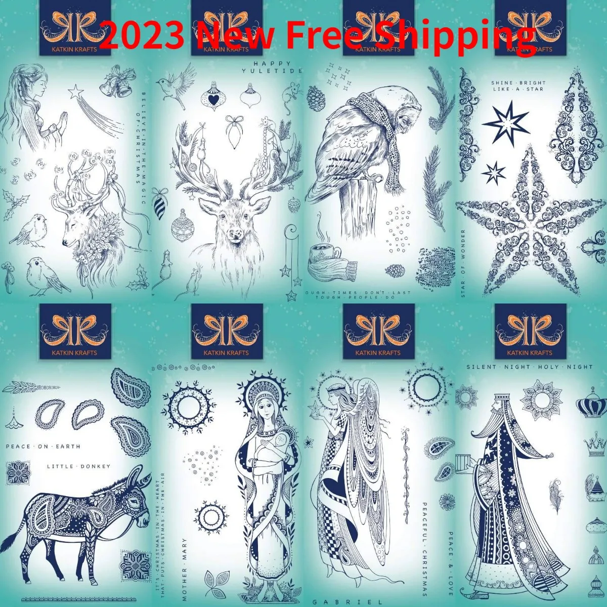 Kleine Esel Eule Blume neue Briefmarken für DIY Scrap booking Maker Fotoalbum Vorlage handgemachte Dekoration Image