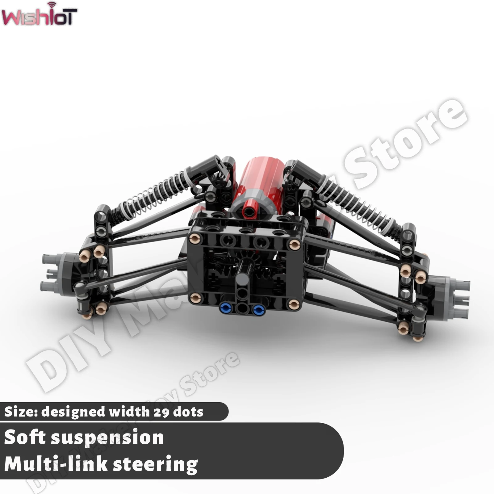 Weiche Aufhängung, Mehrgelenk-Lenkung, unabhängige Vorderradaufhängung, Bausteine, Vorderachse, Fahrgestell, System, MOC, Power Modified Image