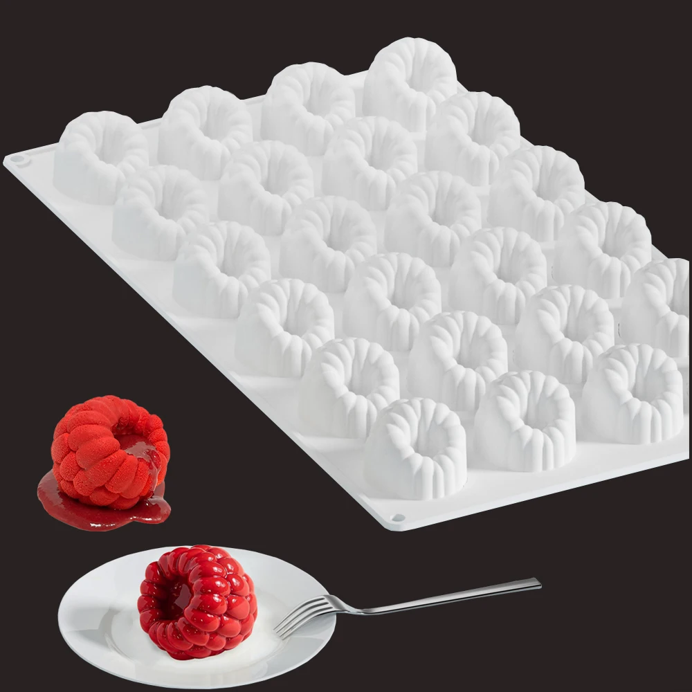 24-Cavity-Silikonform in Himbeerform für Kuchen, Mousse, Gelee, Schokolade, Pudding, Dessert Image