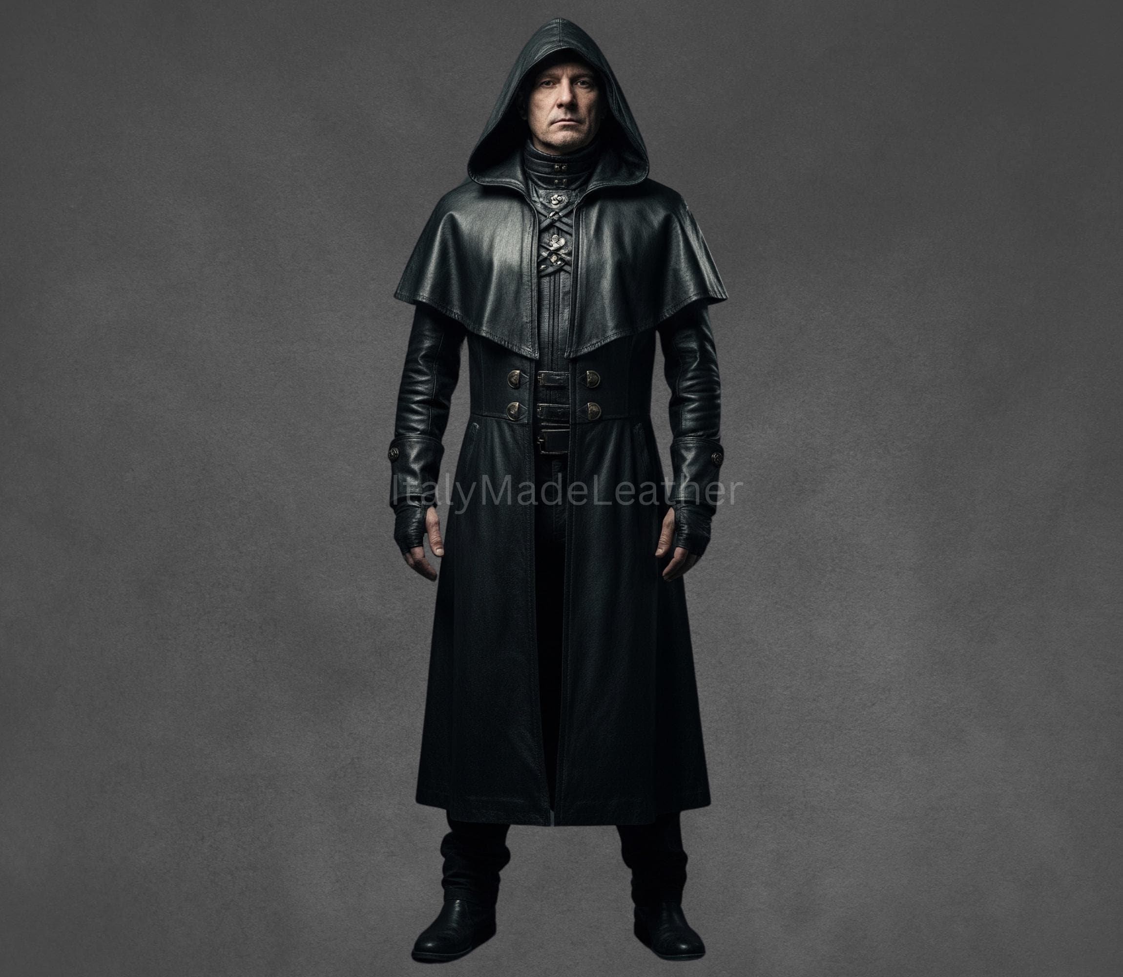 Cappotto lungo da uomo in vera pelle di mucca nera - Trench in vera pelle fatto a mano, cappotto casual, cappotto formale, cappotto lungo classico, ca