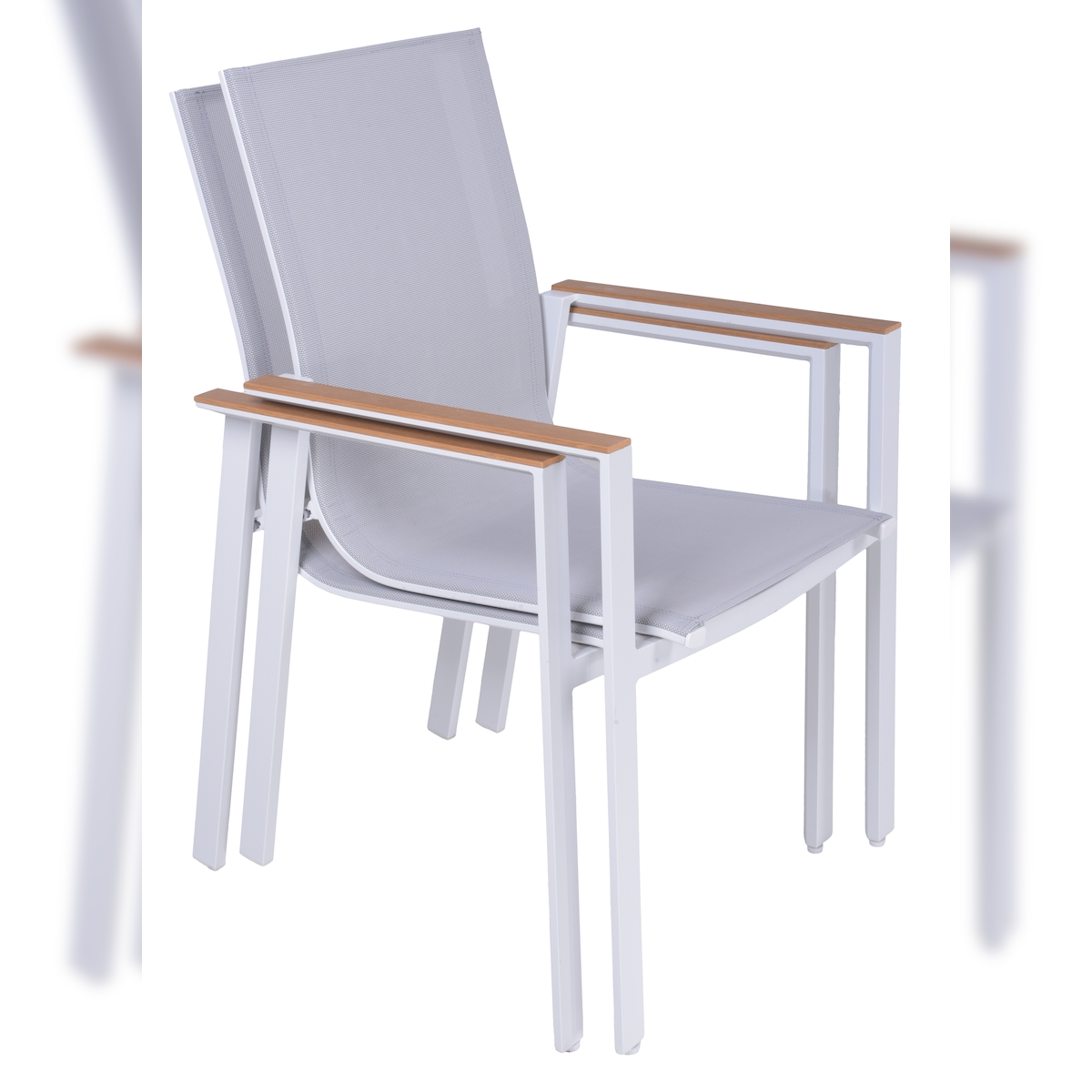 DELUKE Gartenstuhl 2er Set JULIAN - Kunststoff, Natur | Stapelstühle Wetterfest Gartenstühle Outdoor Essstühle Image