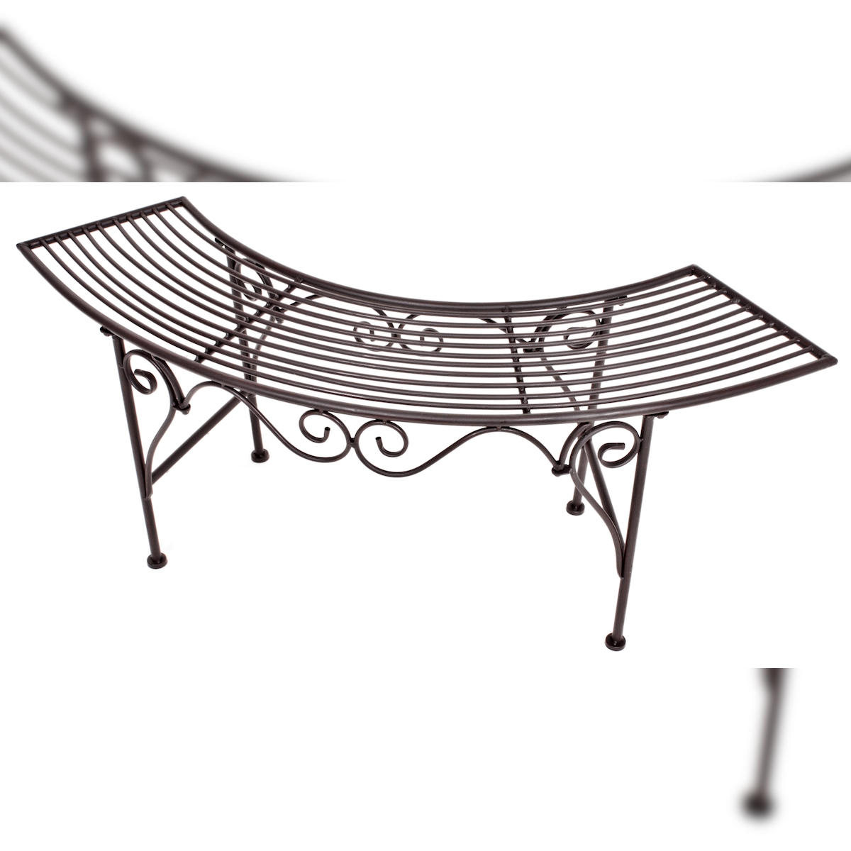 DELUKE Gartenbank ROLAND - 125cm Breit, Eisen, Braun | Bogenbank Terrassenbank Wetterfest Sitzbank Outdoor Image