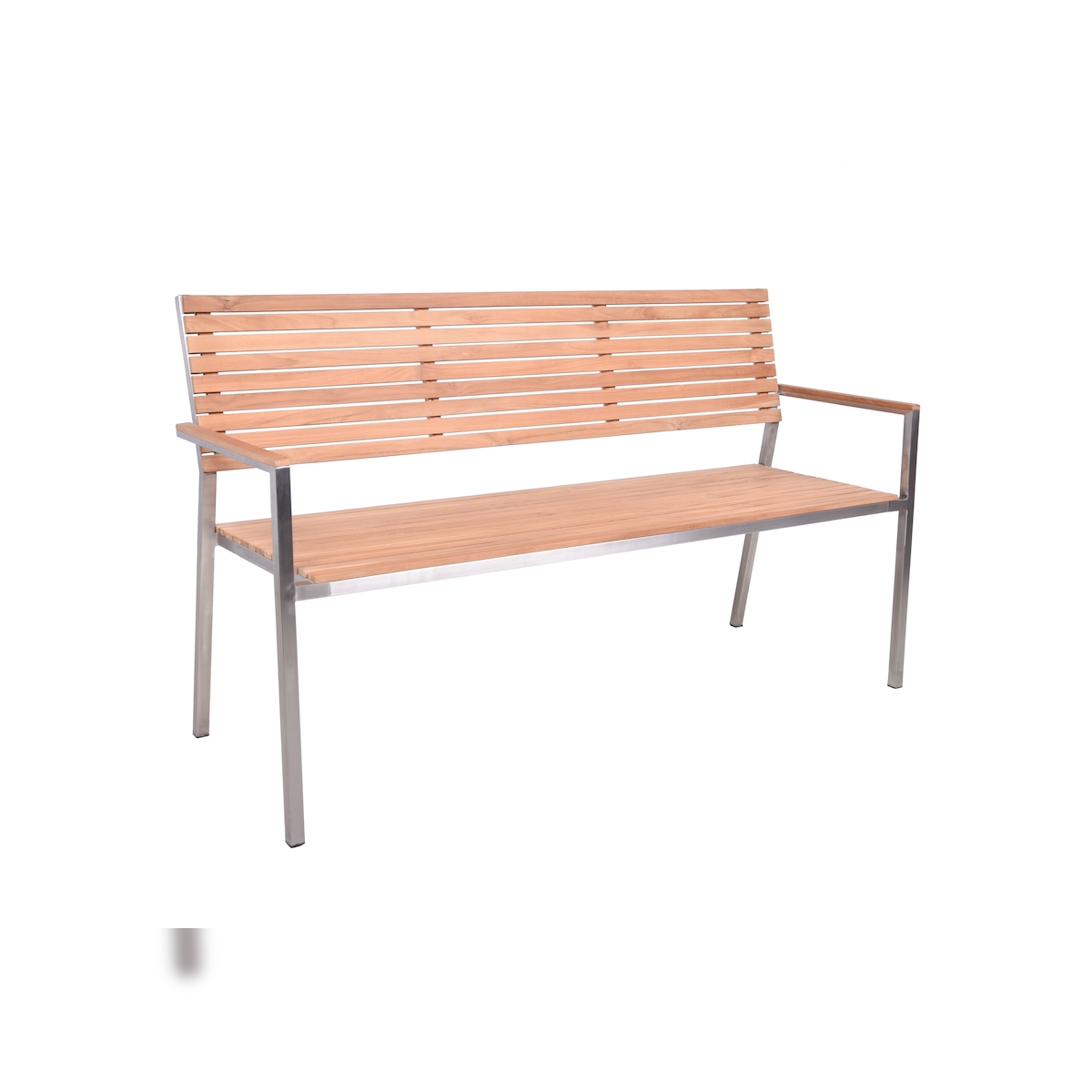 DELUKE Gartenbank LEON 3-Sitzer - 144cm Breit, Teak, Silber | Terrassenbank Wetterfest Sitzbank Outdoor Bank Image