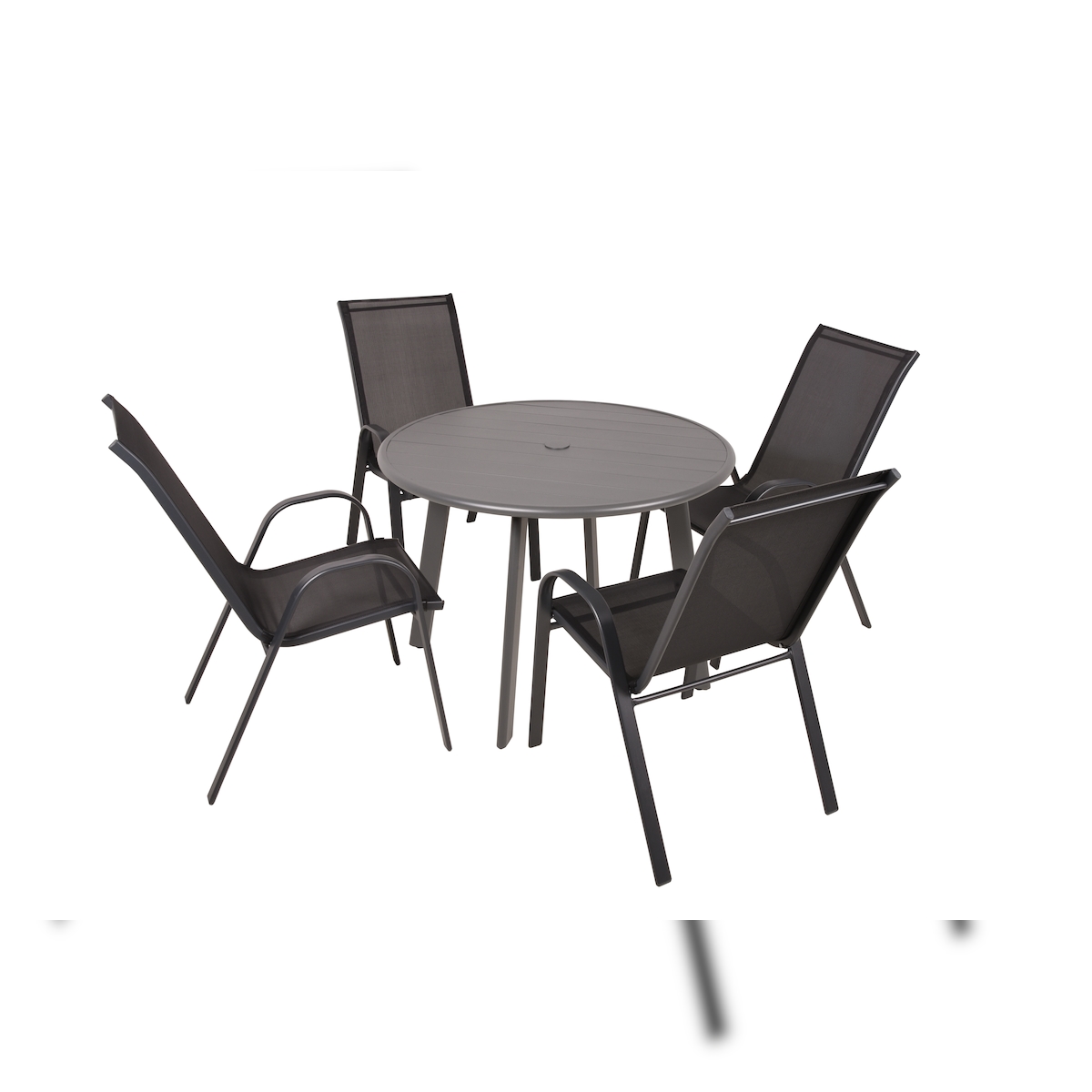 DELUKE Garten-Sitzgruppe NADIA 5-tlg. - Kunststoff, Anthrazit | Gartenmöbel-Set Gartengarnitur Garten-Essgruppe mit Stühlen und Esstisch Image