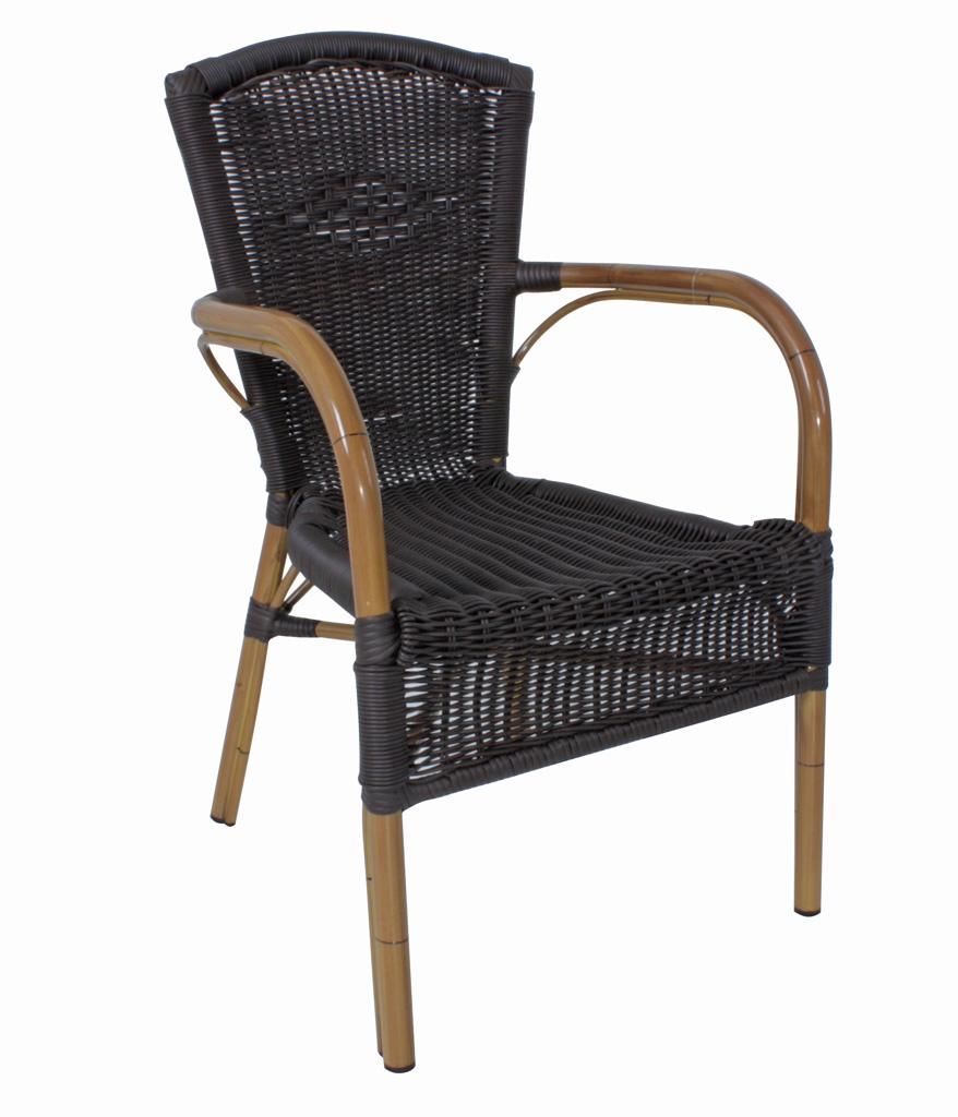 DELUKE Gartenstuhl LAURI Bambusoptik - Kunststoff, Hellbraun | Stapelstuhl Wetterfest Terrassenstuhl Outdoor Essstühle Image