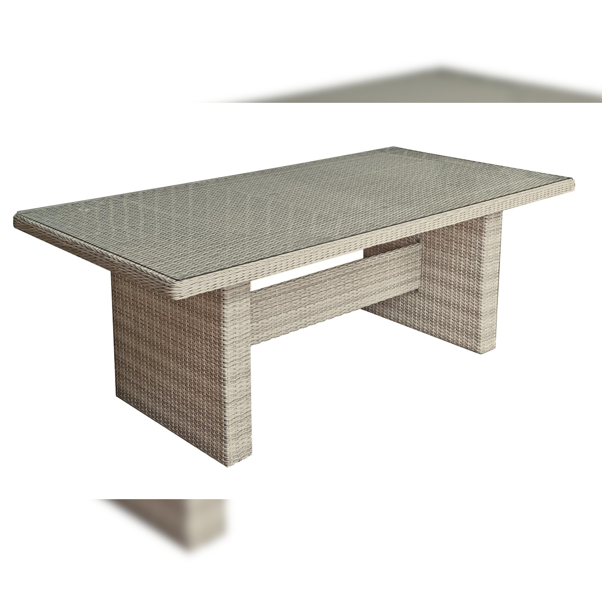 DELUKE Gartentisch DELHI - Kunststoff, Sesamgrau, 200x100x75cm | Terrassentisch Wetterfest Outdoor Glastisch Image