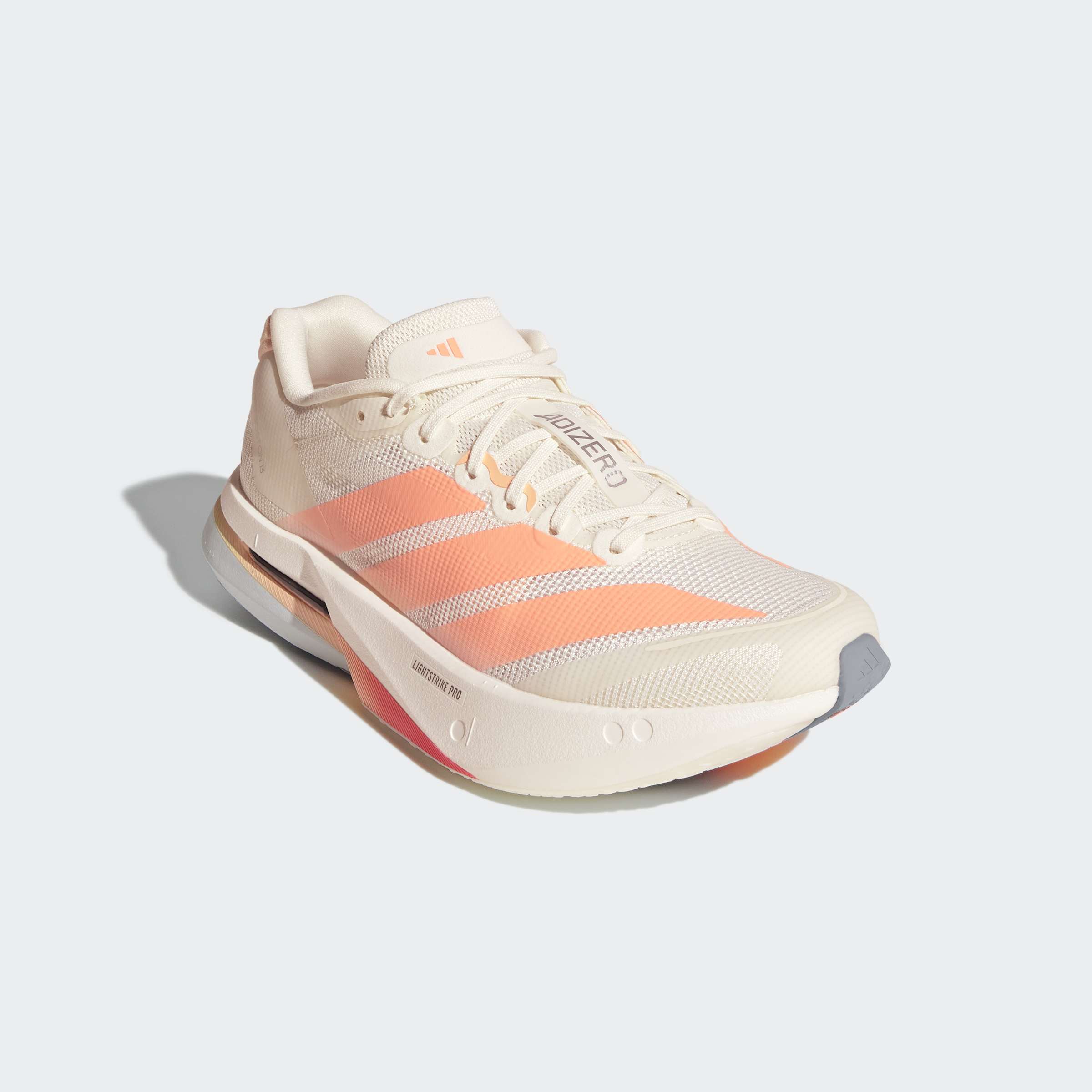 Laufschuh ADIDAS PERFORMANCE "ADIZERO BOSTON 13", Damen, Gr. 38, sanftes weiß, beam orange, acid orange, Textil, Schuhe Laufschuh